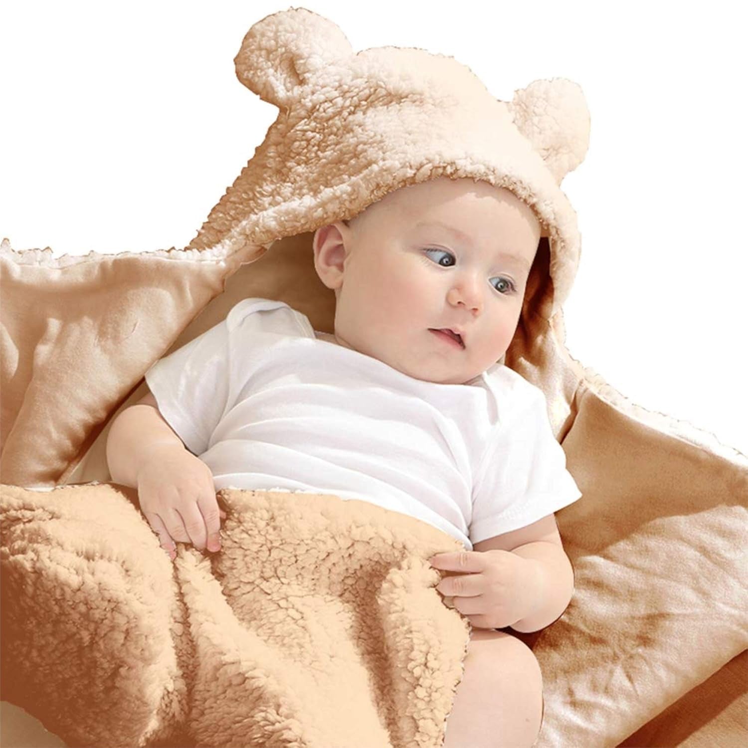 Cute Newborn Baby Boys Girls Blankets Plush Swaddle Blankets Brown