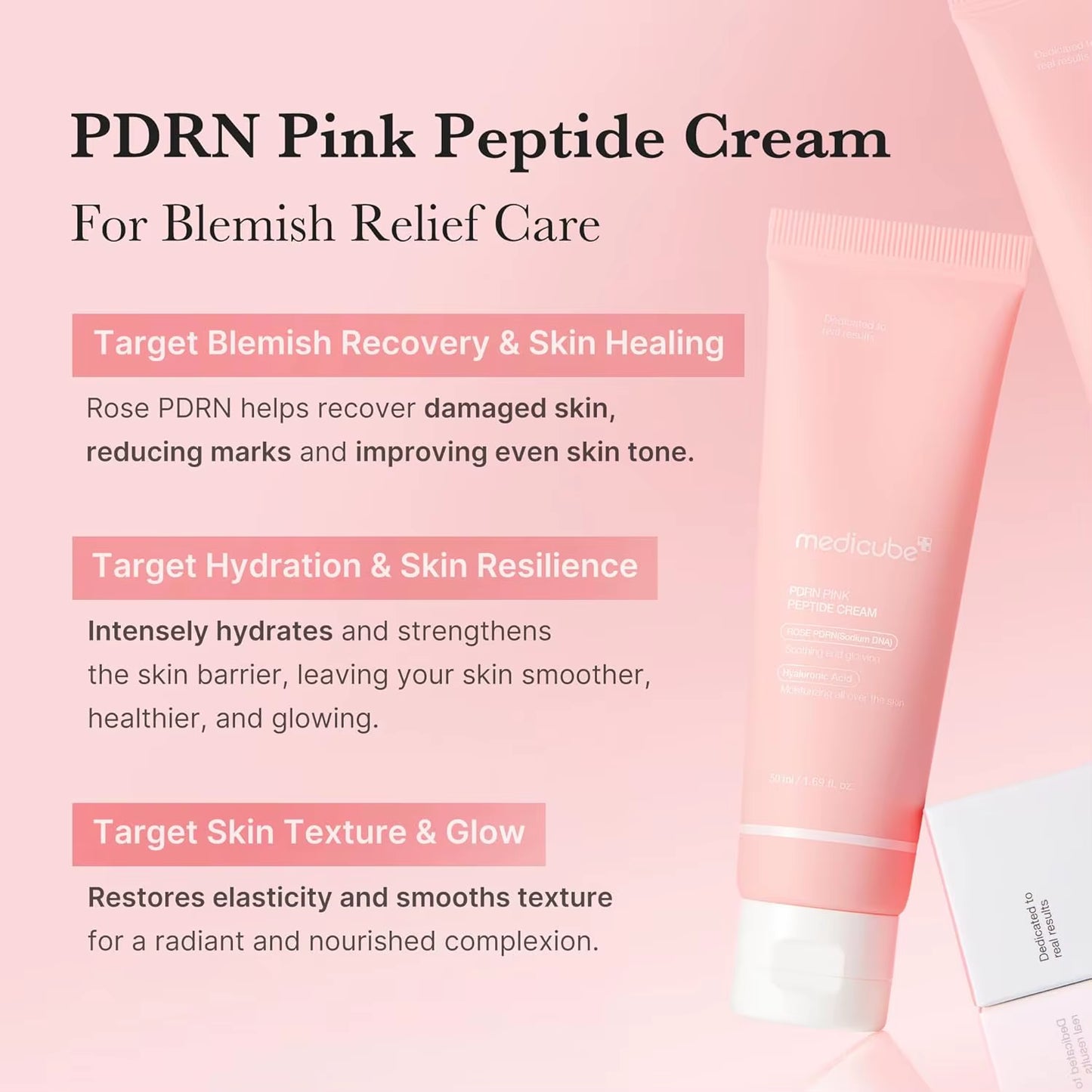 Medicube PD RN Pink Moisturizing Cream Blemish Recovery Relief Hydrating Care Restores Skin Care for Even Skin Tone & Pore Care