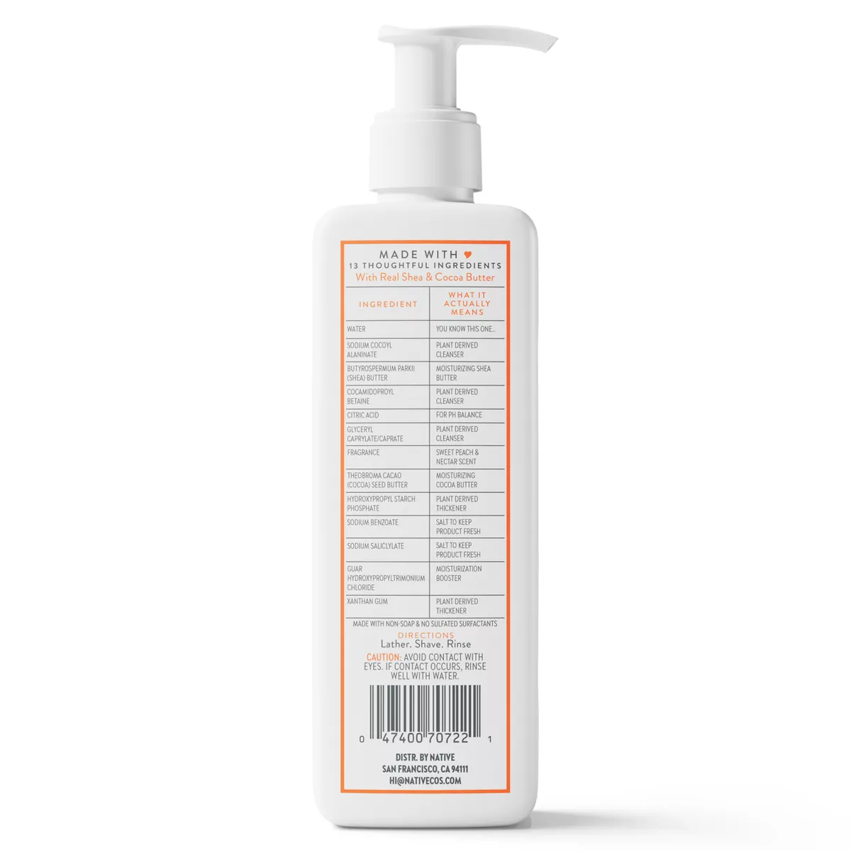 Native Sweet Peach & Nectar Shaving Cream - 7.6 Fl Oz