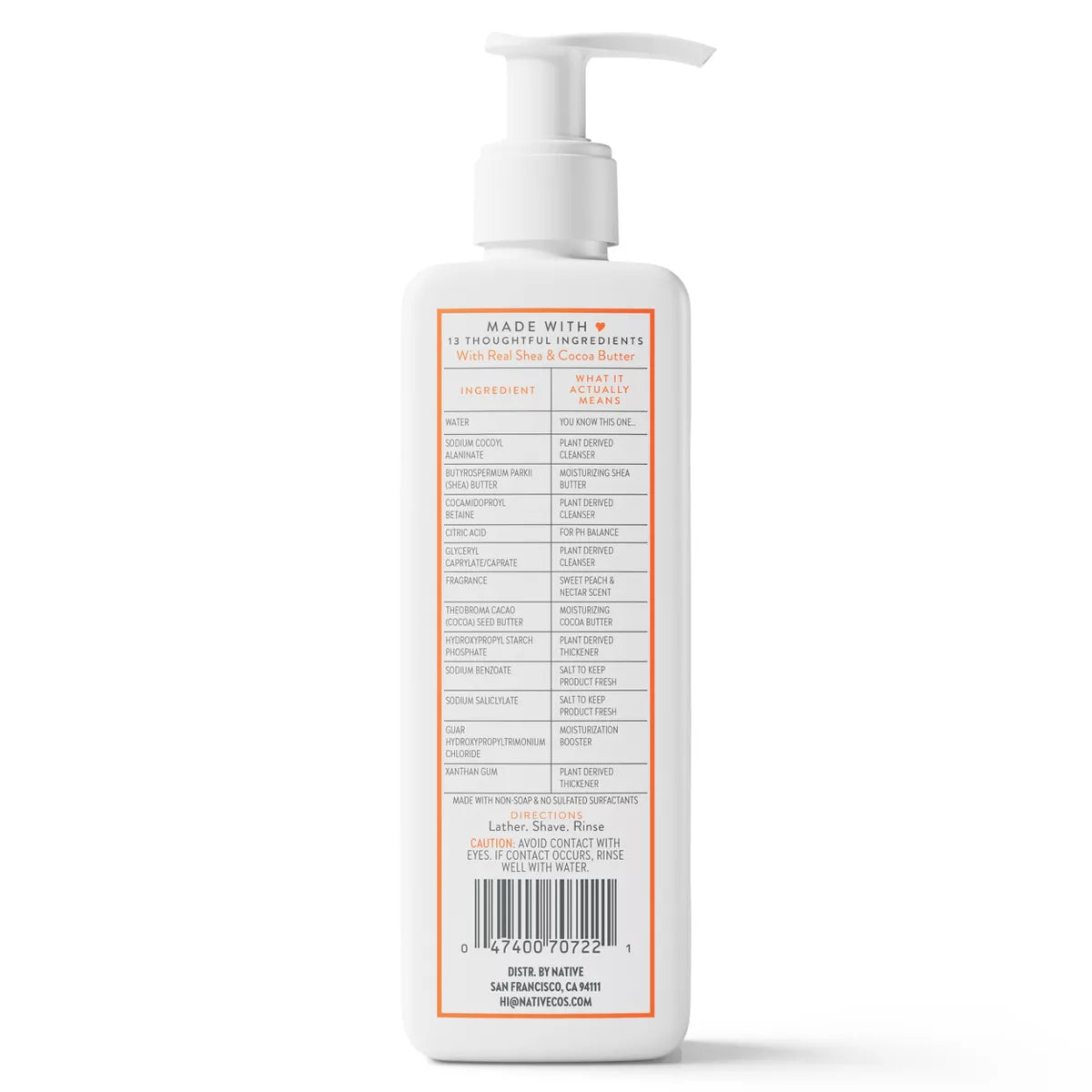 Native Sweet Peach & Nectar Shaving Cream - 7.6 Fl Oz