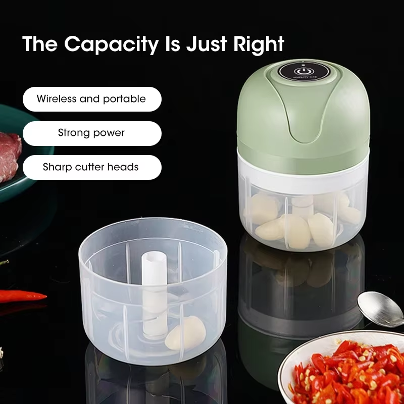 250Ml Garlic Masher Crusher Electric Kitchen Food Chopper USB Portable Meat Grinder Vegetable Chopper for Kitchen Gadgets