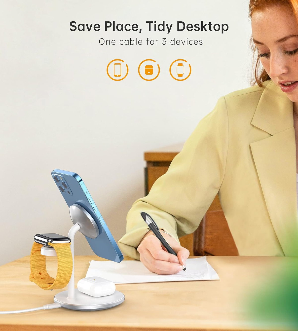 3 in 1 Wireless Charging Station for Apple Devices, Fast Wireless Mag-Safe Charger Stand with 20W Adapter for Iphone 17 16 15 14 13 12 Pro Max/Air/Plus/Pro,Iwatch,Airpods-Gift for Wife&Husband