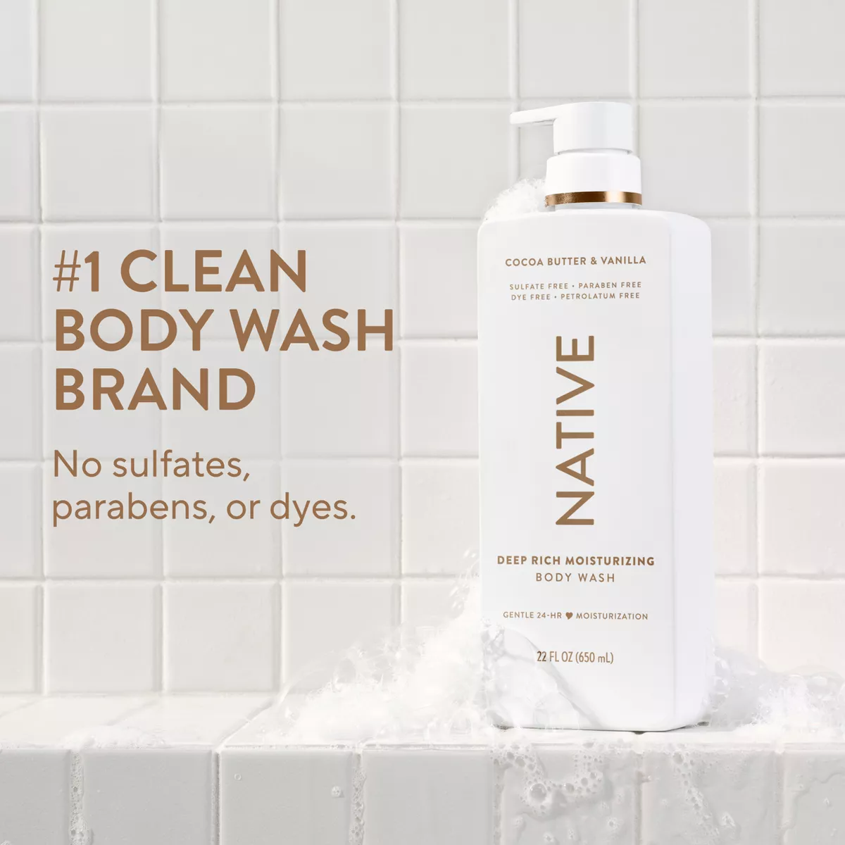 Native Moisturizing Body Wash - Cocoa Butter & Vanilla - 22 Fl Oz