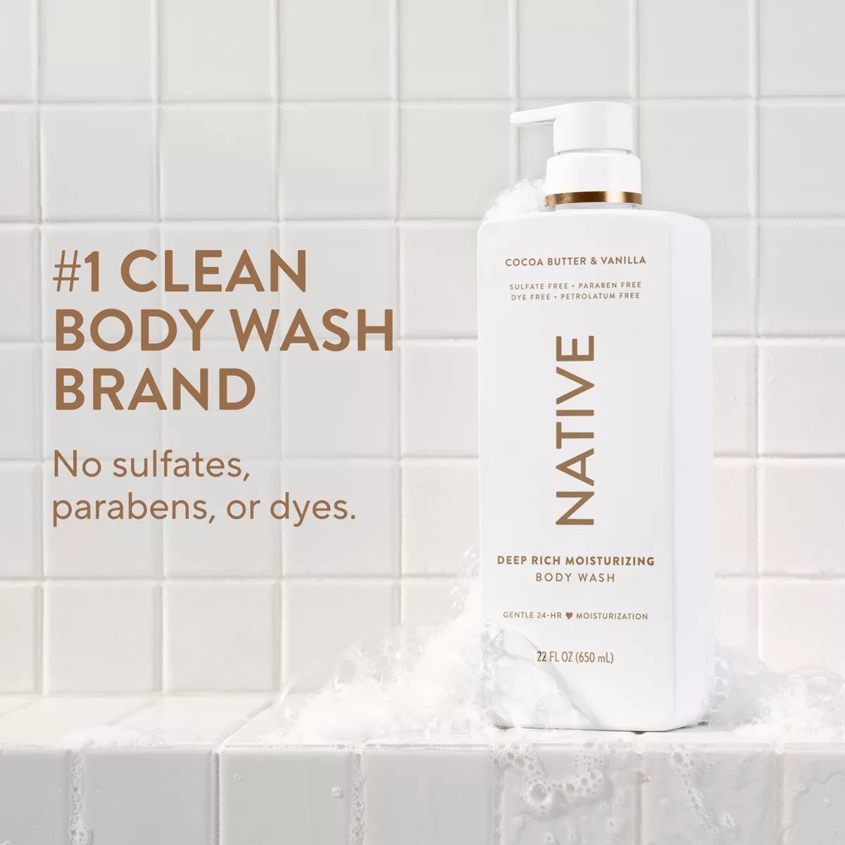 Native Moisturizing Body Wash - Cocoa Butter & Vanilla - 22 Fl Oz