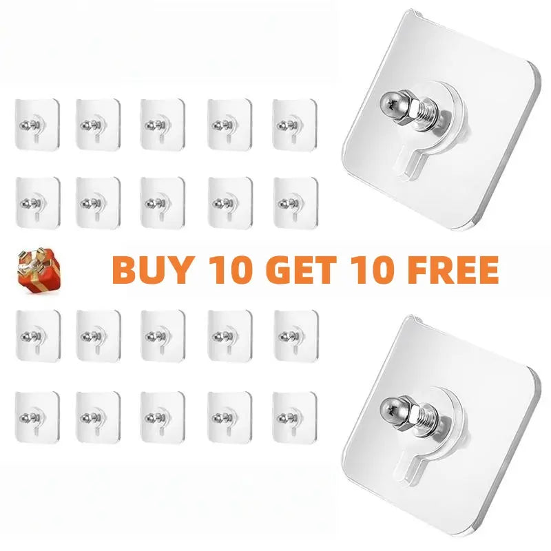 BUY 10 GET 10 FREE 20PCS Adhesive Frame Hooks Wall Mount Self-Adhesive Hooks Suitable for Bathroom and Kitchen Decoration