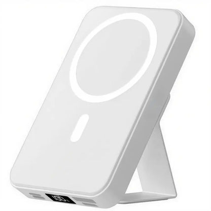 10000Mah Magnetic Power Bank – Portable Charger with Foldable Stand, LED Digital Display, Charge Iphone & Android Devices Simultaneously