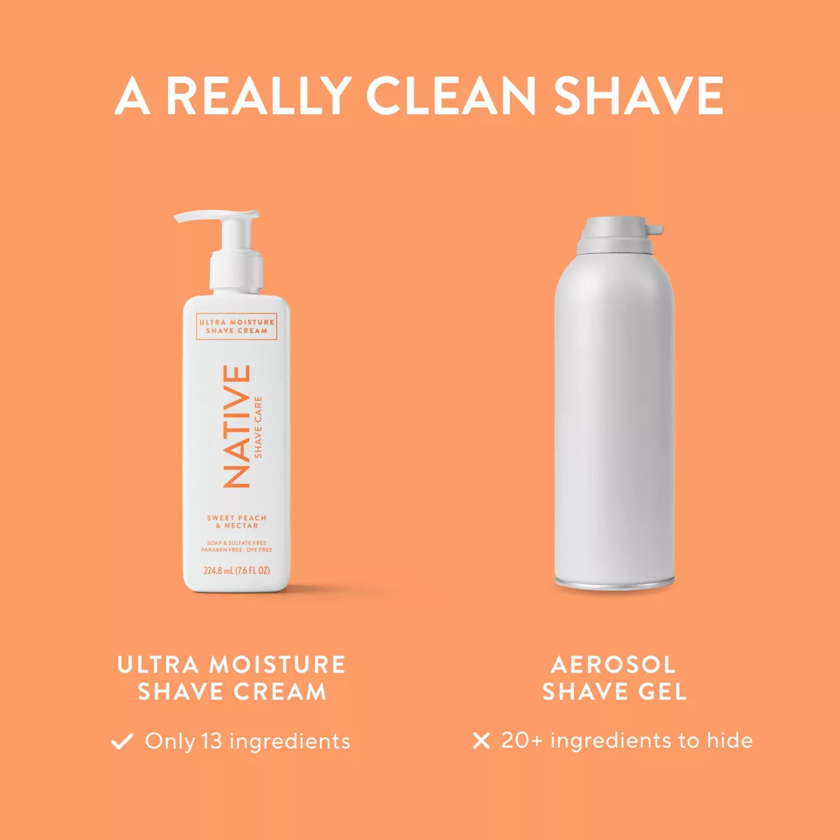 Native Sweet Peach & Nectar Shaving Cream - 7.6 Fl Oz