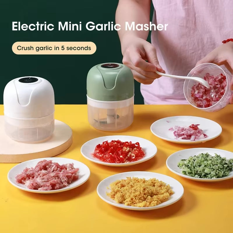 250Ml Garlic Masher Crusher Electric Kitchen Food Chopper USB Portable Meat Grinder Vegetable Chopper for Kitchen Gadgets