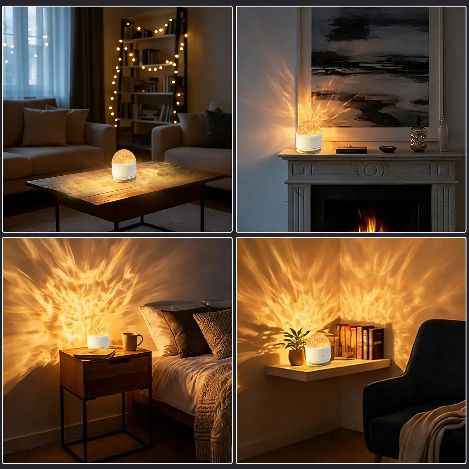 2 Scene -Ocean Wave & 3D Water Rippleprojector Light-Easteregglight 16-Color round Lamp Withcontrol, Relaxation & Romantic Night Ambience Tiktokshopspringglowup