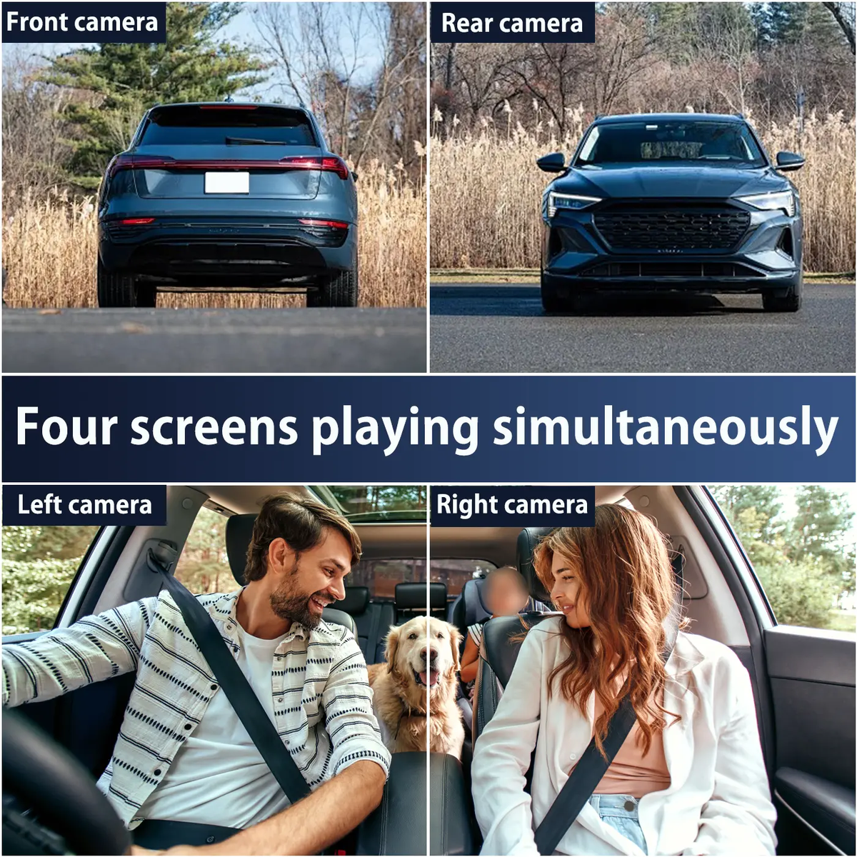 4 Channel Car Dash Cam,1080P Car DVR with 64GB Memory Card，Car Video Surveillance with Night Vision，24/7Parking Mode Car DVR Hd Screen Front Rear Left and Right Dashcam