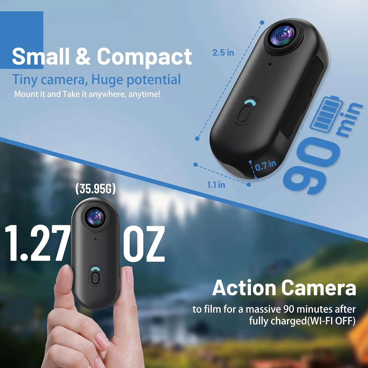 FHD 4K Mini Body POV Camera, Wearable Action Body Cam, Thumb Size Hands Free Recording Body Worn Camera, Premium