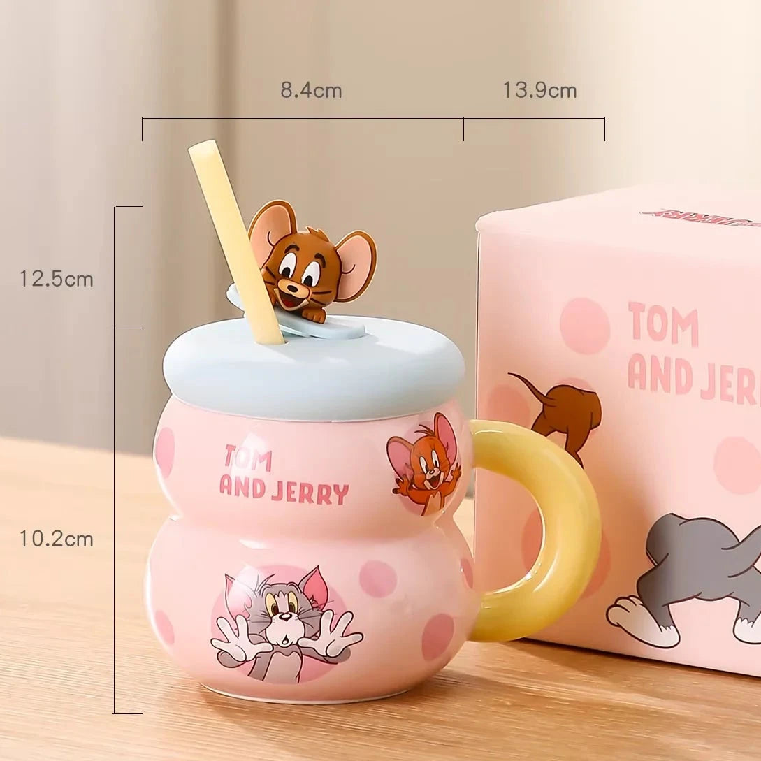 New Tom and Jerry Ceramics Mug Cute Cartoon Anime Breakfast Office Milk Coffee Water Gourd Cup Drinkware Children Birthday Gift