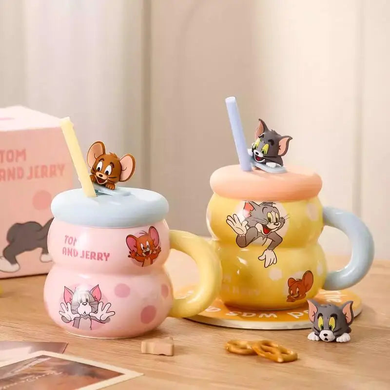 New Tom and Jerry Ceramics Mug Cute Cartoon Anime Breakfast Office Milk Coffee Water Gourd Cup Drinkware Children Birthday Gift