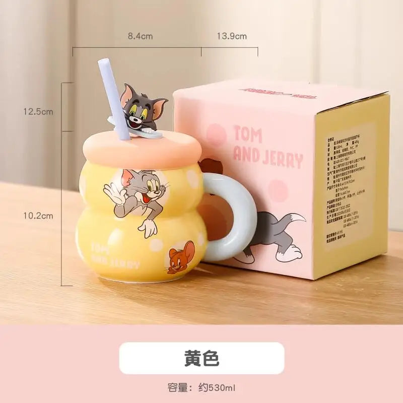 New Tom and Jerry Ceramics Mug Cute Cartoon Anime Breakfast Office Milk Coffee Water Gourd Cup Drinkware Children Birthday Gift