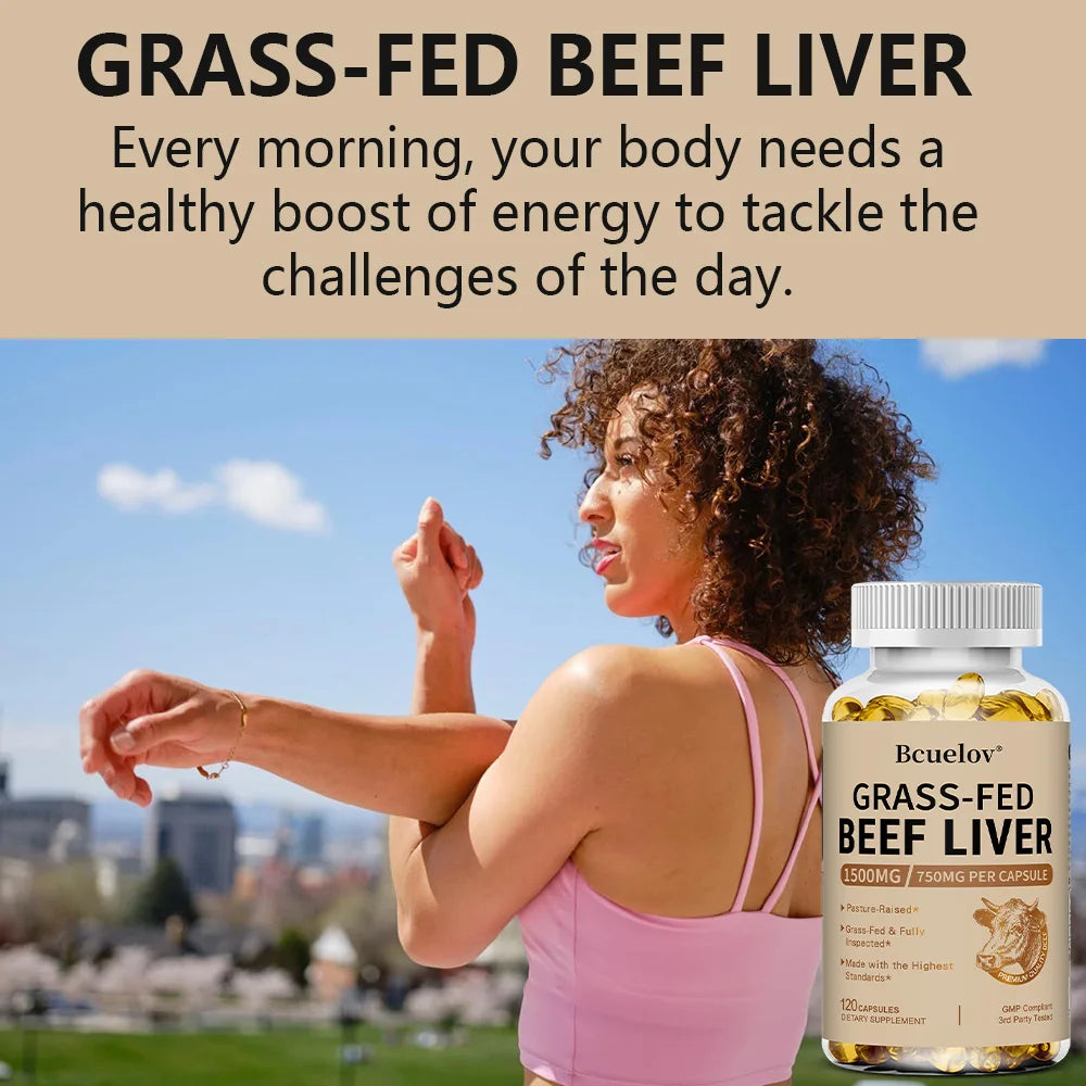 Grass-Fed Beef Liver Capsules 1500mg - Nutrient-Rich Whole Food Supplement - Supports Energy, Immunity & Overall Vitality