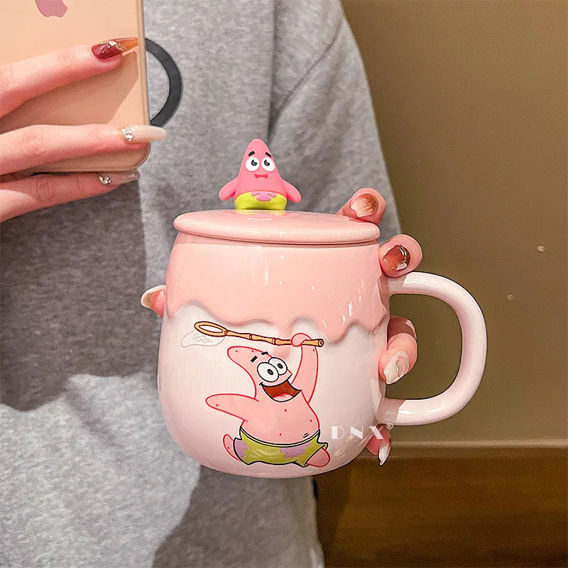 New Potdemiel Spongebob Squarepants Ceramic Water Cup Kawaii Patrick Star Mug Ins Korean Cartoon Anime Friends Birthday Gift