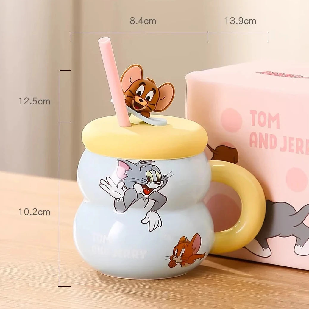 New Tom and Jerry Ceramics Mug Cute Cartoon Anime Breakfast Office Milk Coffee Water Gourd Cup Drinkware Children Birthday Gift