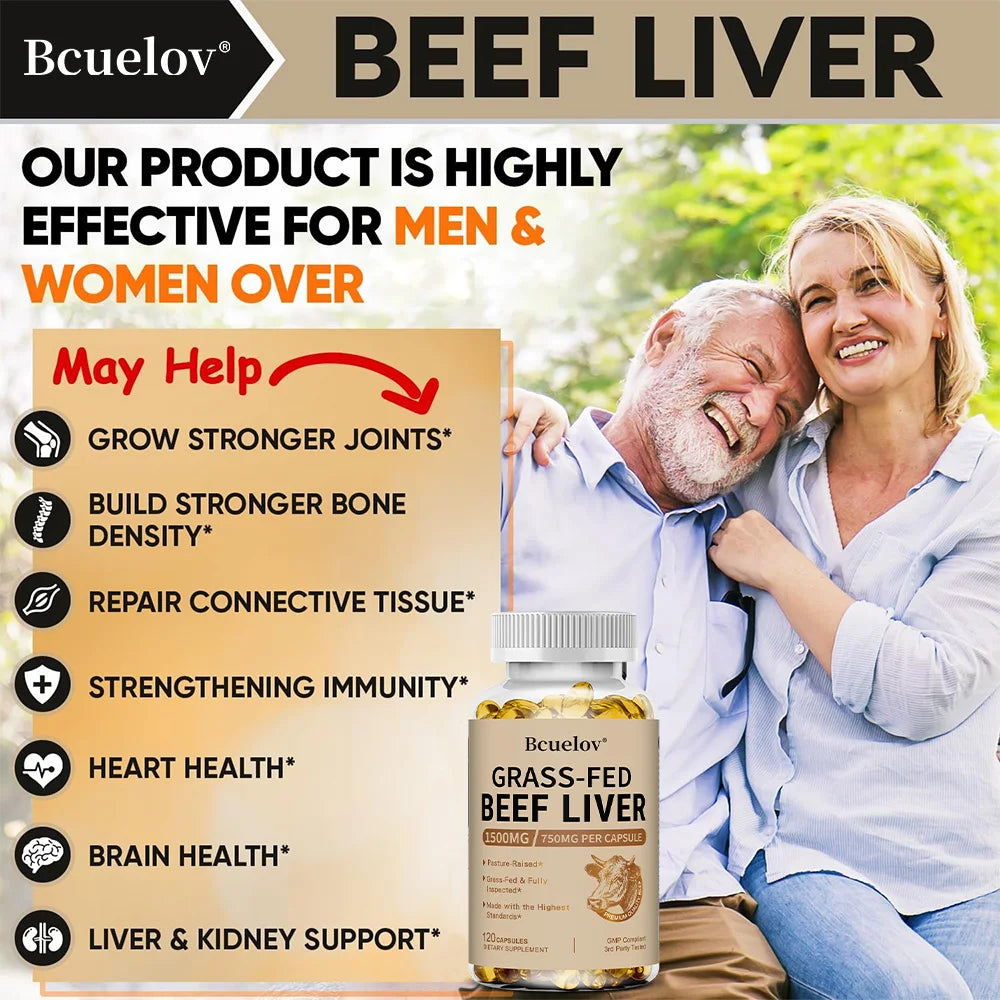 Grass-Fed Beef Liver Capsules 1500mg - Nutrient-Rich Whole Food Supplement - Supports Energy, Immunity & Overall Vitality