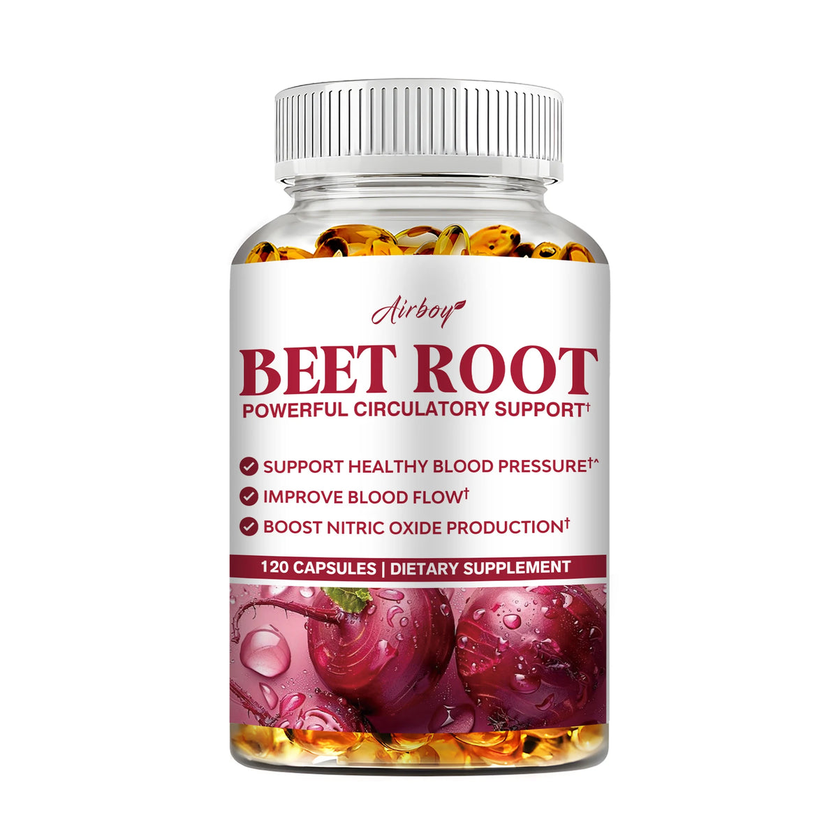 Beetroot - Maintain Healthy Blood Pressure, Improve Blood Circulation, Support Heart and Cardiovascular Health - 120 Capsules