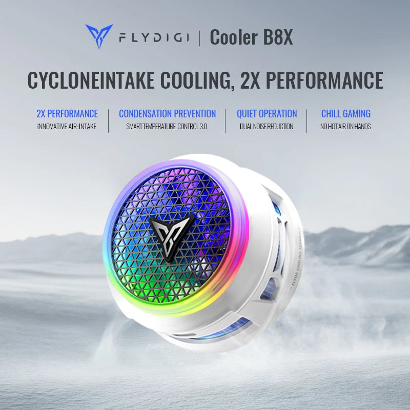 Flydigi B8X Cellphone Cooler Frequency Conversion Super Heat Dissipation Magnetic Radiator RGB Light For iPhone iPad Android
