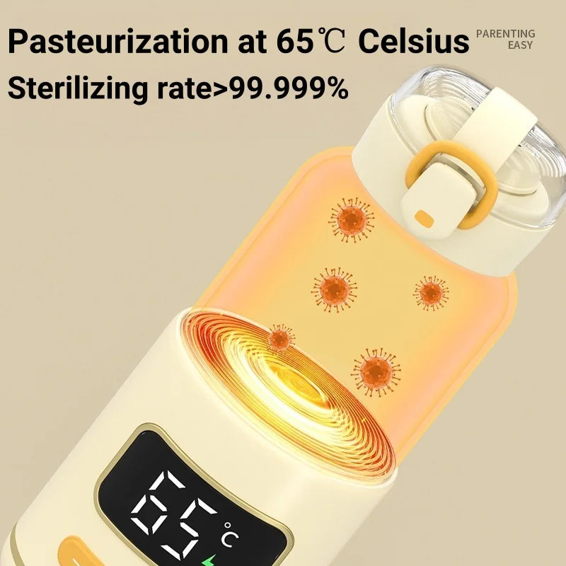 Portable Baby Bottle Warmer Rechargeable 15000mAh With Sterilize Function Rapid Heating & Charging Wireless Bottle Heater Travel