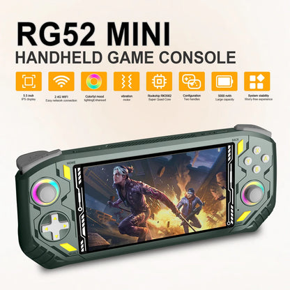 AISLPC RG52 MINI Handheld Game Console RK3562 CPU EmuELEC System 2.4G WIFI Bluetooth 5.5" IPS Screen Video Player Game Console