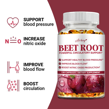 Beetroot - Maintain Healthy Blood Pressure, Improve Blood Circulation, Support Heart and Cardiovascular Health - 120 Capsules
