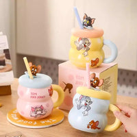 New Tom and Jerry Ceramics Mug Cute Cartoon Anime Breakfast Office Milk Coffee Water Gourd Cup Drinkware Children Birthday Gift
