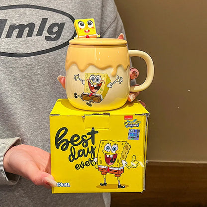 New Potdemiel Spongebob Squarepants Ceramic Water Cup Kawaii Patrick Star Mug Ins Korean Cartoon Anime Friends Birthday Gift