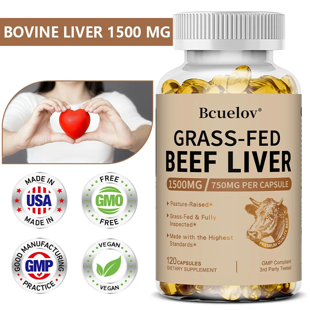 Grass-Fed Beef Liver Capsules 1500mg - Nutrient-Rich Whole Food Supplement - Supports Energy, Immunity & Overall Vitality