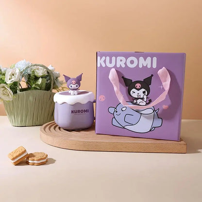 Cute Sanrio HelloKitty Kuromi MyMelody Cinnamoroll Lidded Ceramic Mugs Couple Gift Set Kawaii Anime Cartoon Holiday Gifts Toys