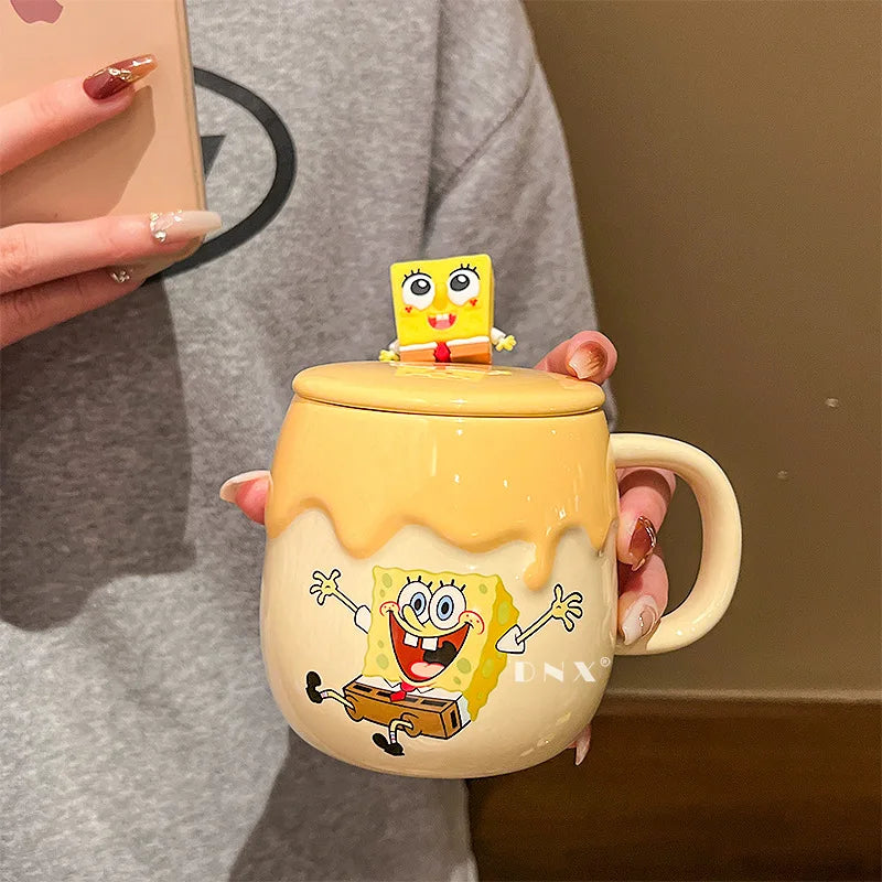 New Potdemiel Spongebob Squarepants Ceramic Water Cup Kawaii Patrick Star Mug Ins Korean Cartoon Anime Friends Birthday Gift