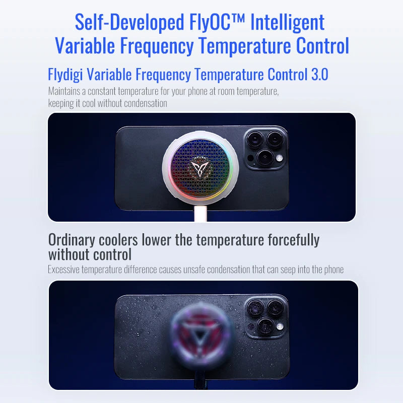 Flydigi B8X Cellphone Cooler Frequency Conversion Super Heat Dissipation Magnetic Radiator RGB Light For iPhone iPad Android