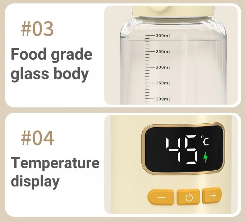 Portable Baby Bottle Warmer Rechargeable 15000mAh With Sterilize Function Rapid Heating & Charging Wireless Bottle Heater Travel