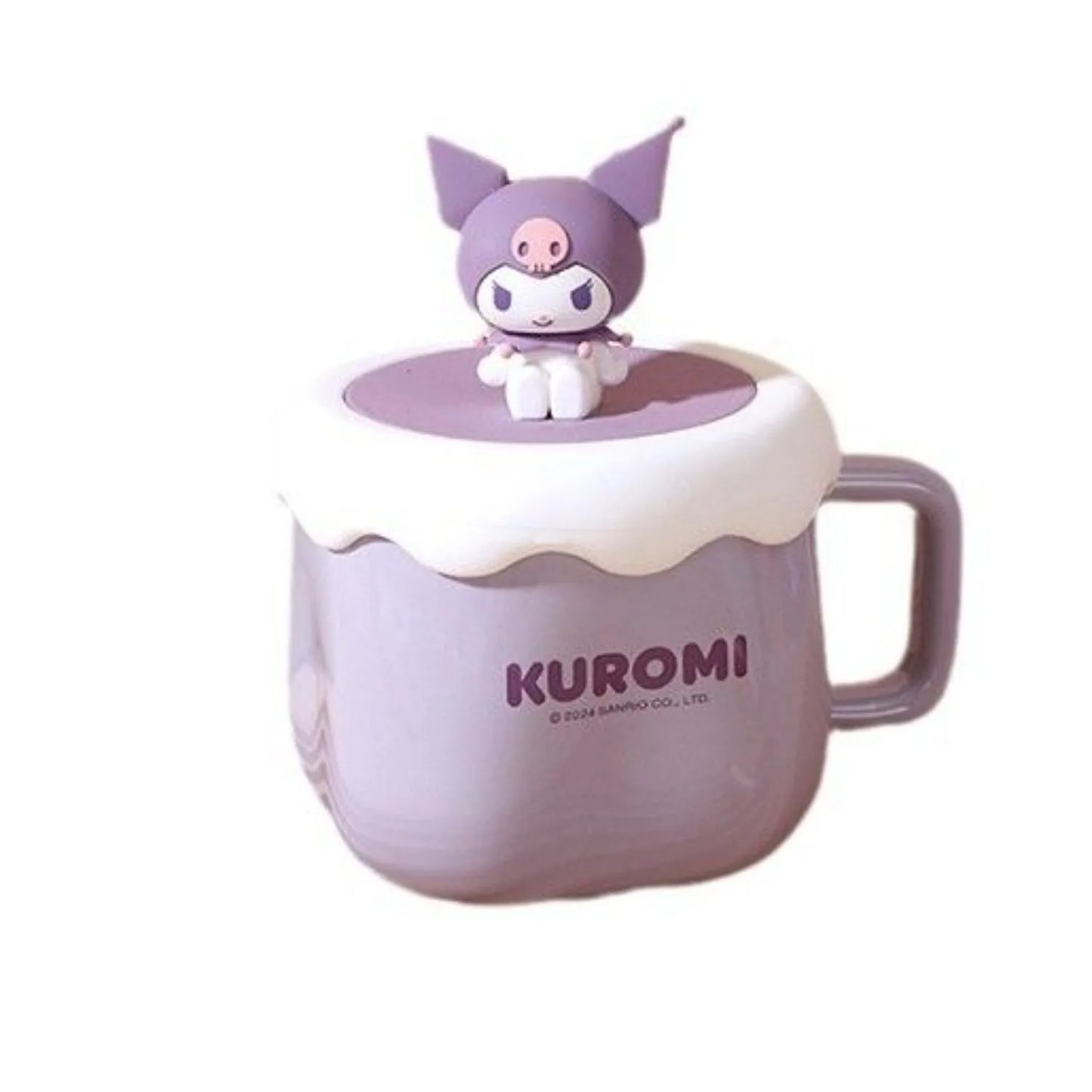 Cute Sanrio HelloKitty Kuromi MyMelody Cinnamoroll Lidded Ceramic Mugs Couple Gift Set Kawaii Anime Cartoon Holiday Gifts Toys