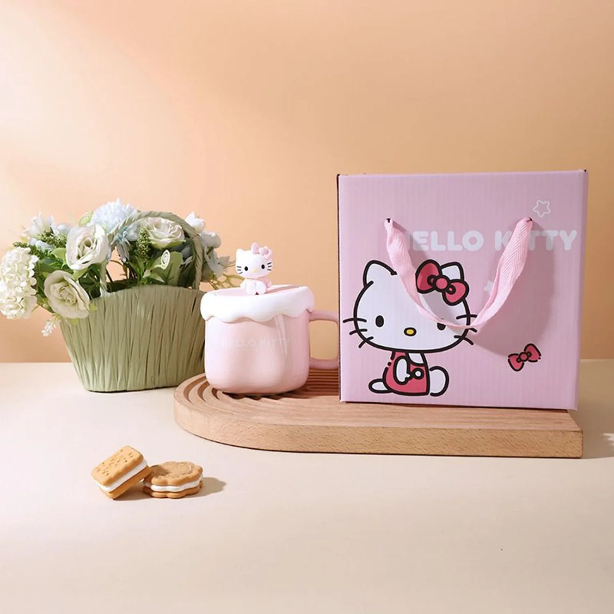 Cute Sanrio HelloKitty Kuromi MyMelody Cinnamoroll Lidded Ceramic Mugs Couple Gift Set Kawaii Anime Cartoon Holiday Gifts Toys