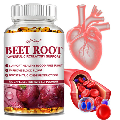 Beetroot - Maintain Healthy Blood Pressure, Improve Blood Circulation, Support Heart and Cardiovascular Health - 120 Capsules