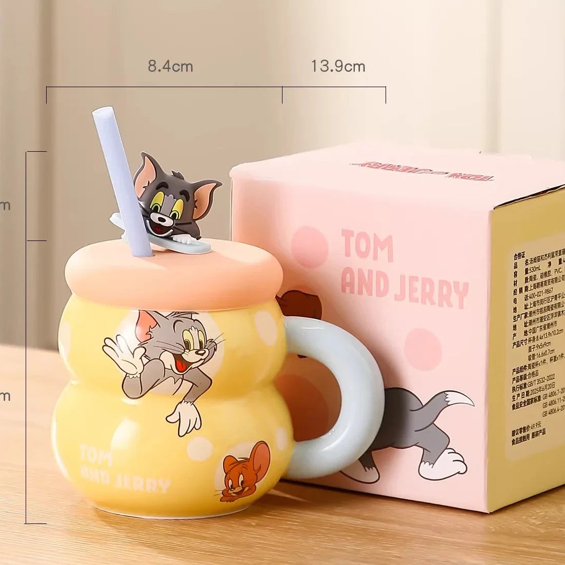 New Tom and Jerry Ceramics Mug Cute Cartoon Anime Breakfast Office Milk Coffee Water Gourd Cup Drinkware Children Birthday Gift