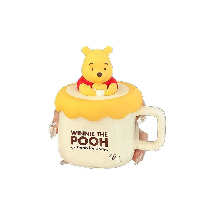 Potdemiel Pooh Bear Ceramic Water Cup Cute Office Tea Cup Korean Cartoon Animation Daily Household Item Friend Birthday Gift