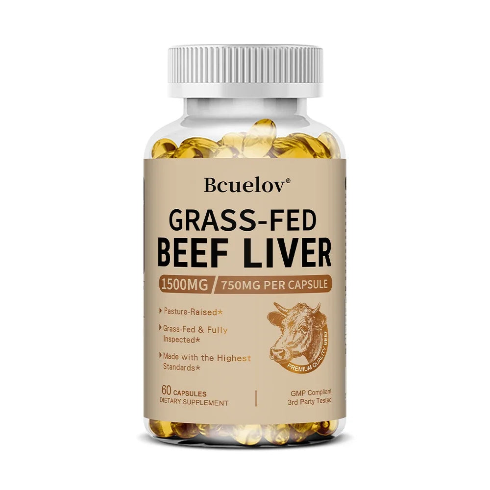 Grass-Fed Beef Liver Capsules 1500mg - Nutrient-Rich Whole Food Supplement - Supports Energy, Immunity & Overall Vitality