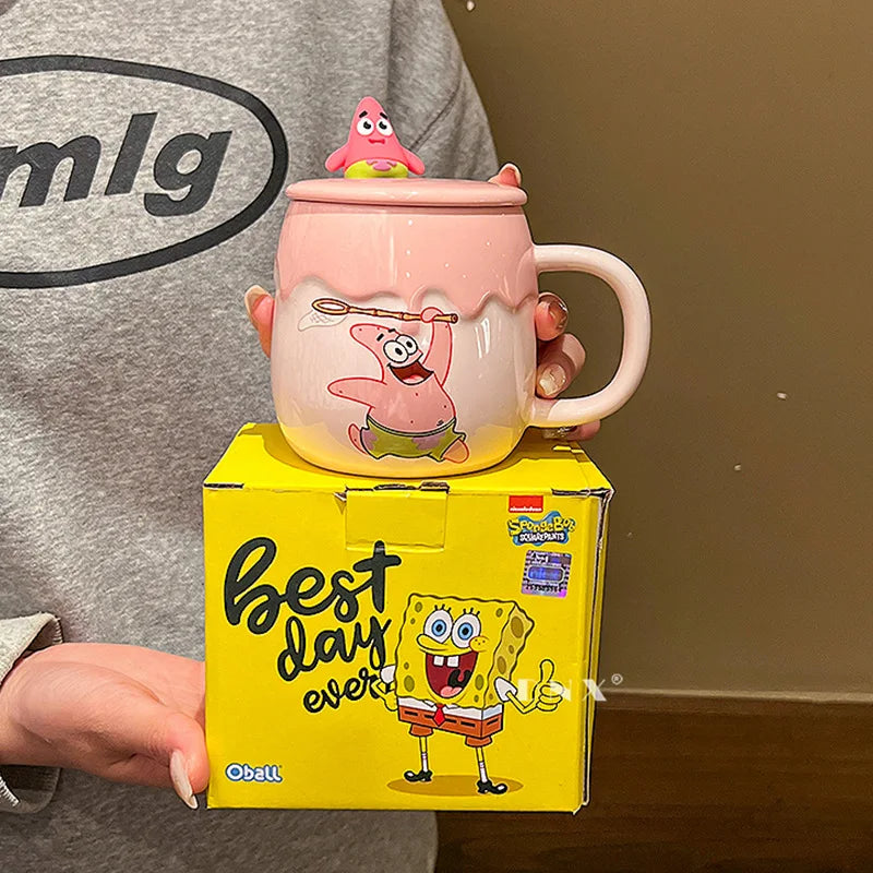 New Potdemiel Spongebob Squarepants Ceramic Water Cup Kawaii Patrick Star Mug Ins Korean Cartoon Anime Friends Birthday Gift