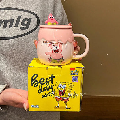 New Potdemiel Spongebob Squarepants Ceramic Water Cup Kawaii Patrick Star Mug Ins Korean Cartoon Anime Friends Birthday Gift