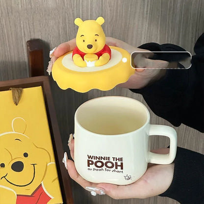 Potdemiel Pooh Bear Ceramic Water Cup Cute Office Tea Cup Korean Cartoon Animation Daily Household Item Friend Birthday Gift