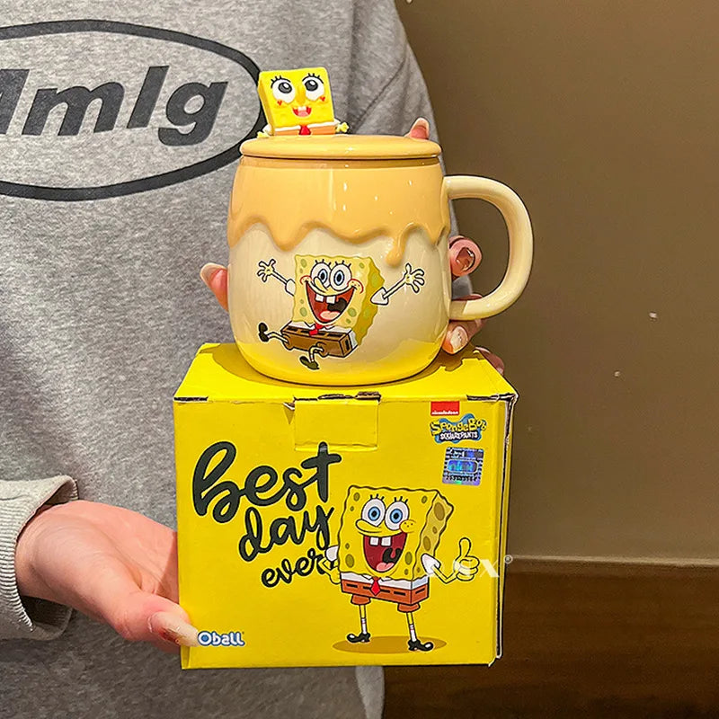 New Potdemiel Spongebob Squarepants Ceramic Water Cup Kawaii Patrick Star Mug Ins Korean Cartoon Anime Friends Birthday Gift