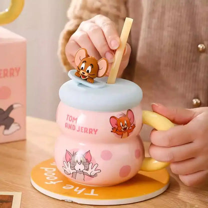 New Tom and Jerry Ceramics Mug Cute Cartoon Anime Breakfast Office Milk Coffee Water Gourd Cup Drinkware Children Birthday Gift