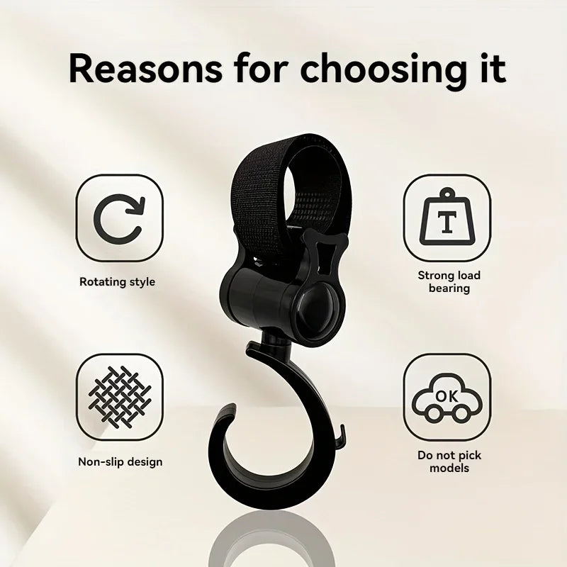 360° rotate Hook, Baby Stroller Hook, Trolley Hook, Multi-Functional Hook, Crib Hook