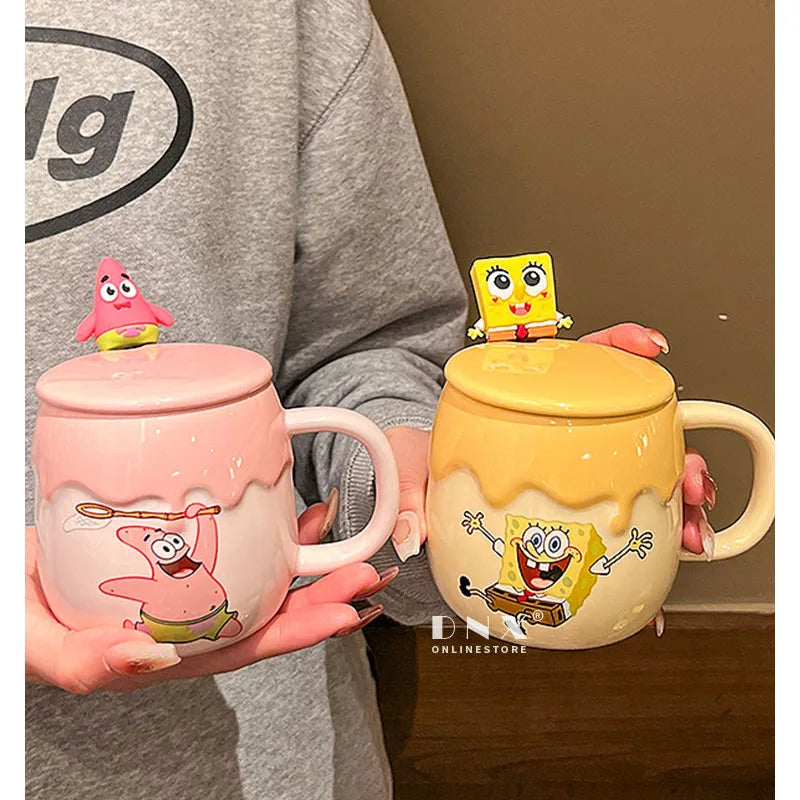 New Potdemiel Spongebob Squarepants Ceramic Water Cup Kawaii Patrick Star Mug Ins Korean Cartoon Anime Friends Birthday Gift
