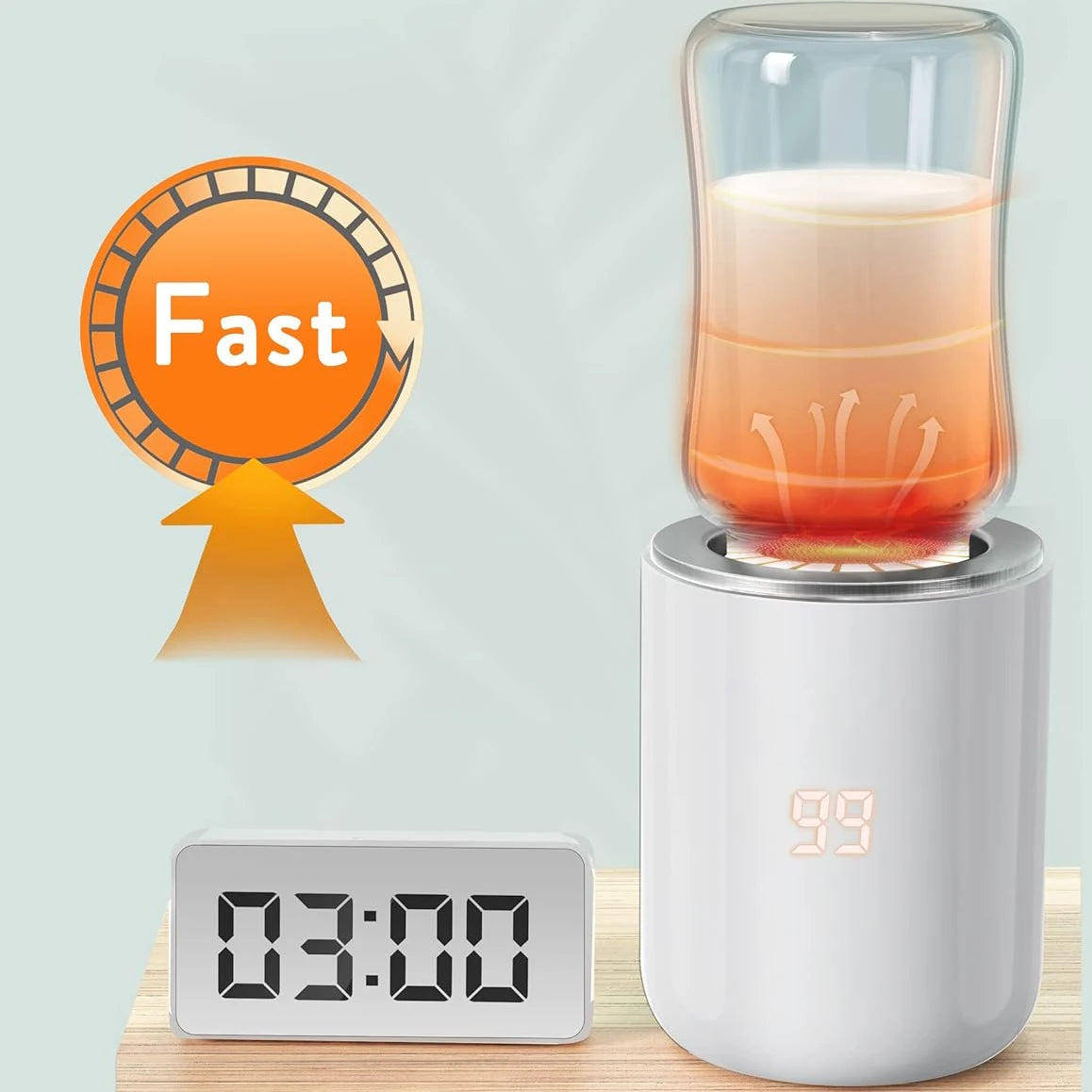 BornBL N1S Portable Baby Bottle Warmer, Fast Heating Travel Milk Warmer, 8800mAh Breastmilk  Warmer On The Go with 3 Adapters