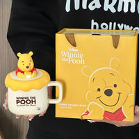 Potdemiel Pooh Bear Ceramic Water Cup Cute Office Tea Cup Korean Cartoon Animation Daily Household Item Friend Birthday Gift