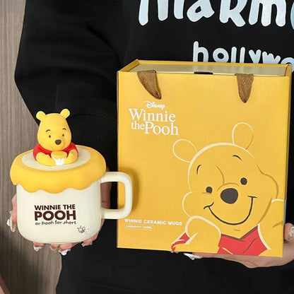 Potdemiel Pooh Bear Ceramic Water Cup Cute Office Tea Cup Korean Cartoon Animation Daily Household Item Friend Birthday Gift